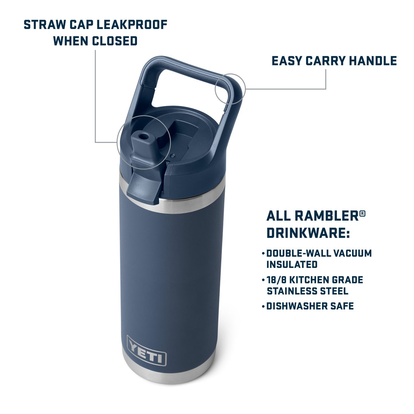 Rambler® 18 oz (532 ml) Straw Bottle Big Sky Blue