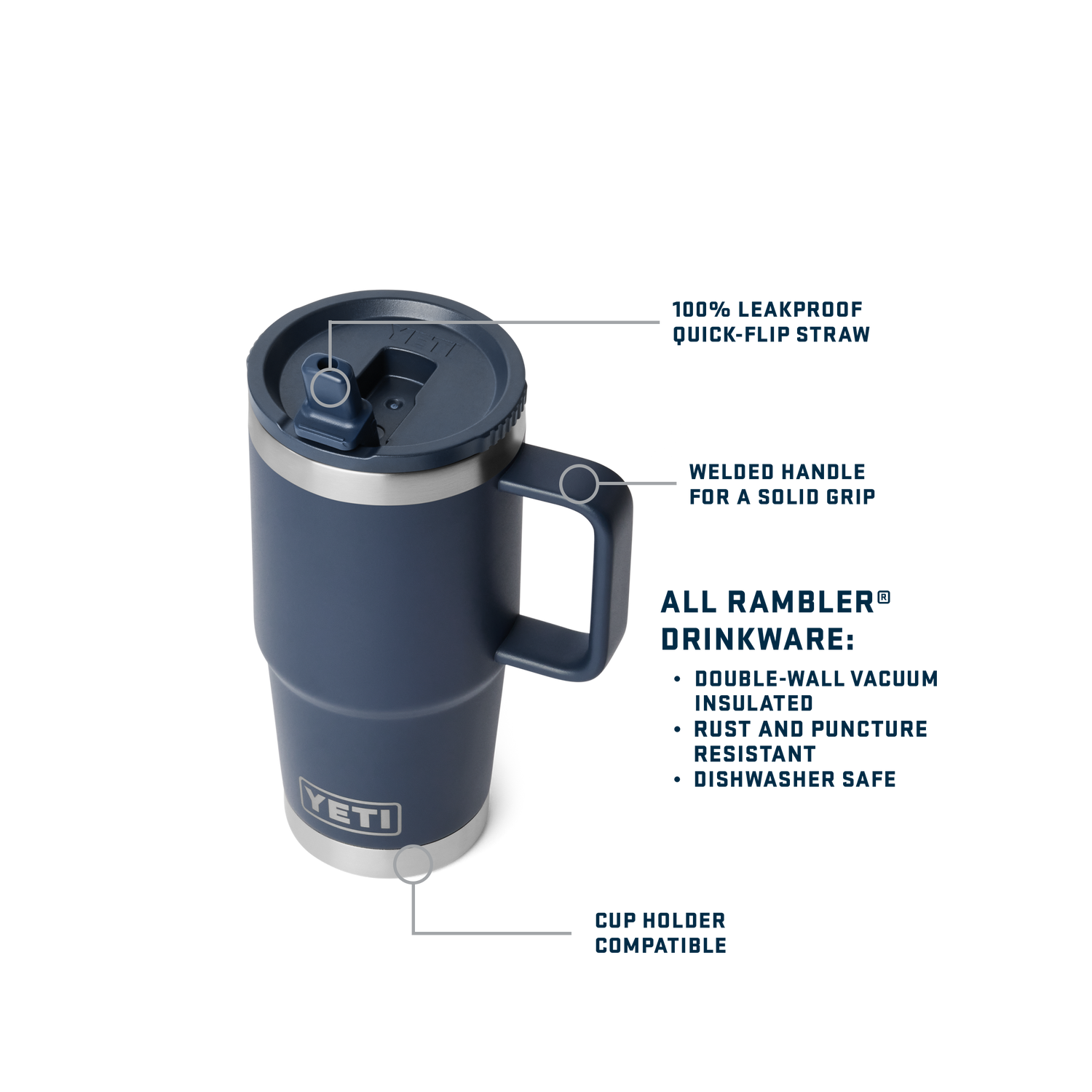 Rambler® 20 oz (591 ml) Travel Straw Mug Rescue Red