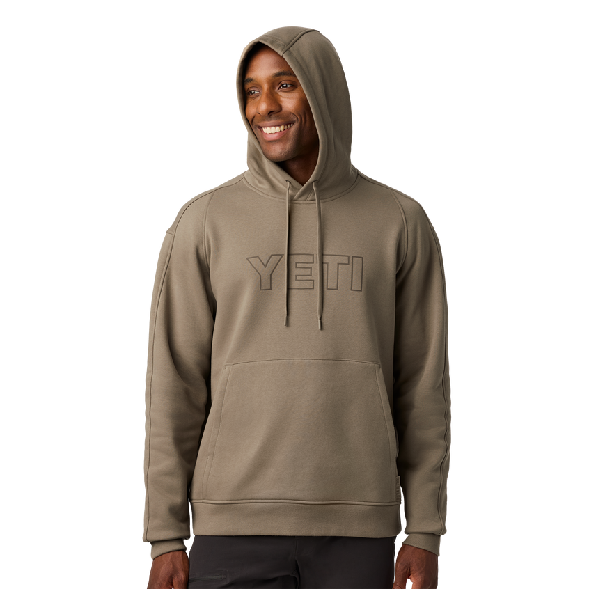 YETI® Logo Built for the Wild Fleece Hoodie Taupe