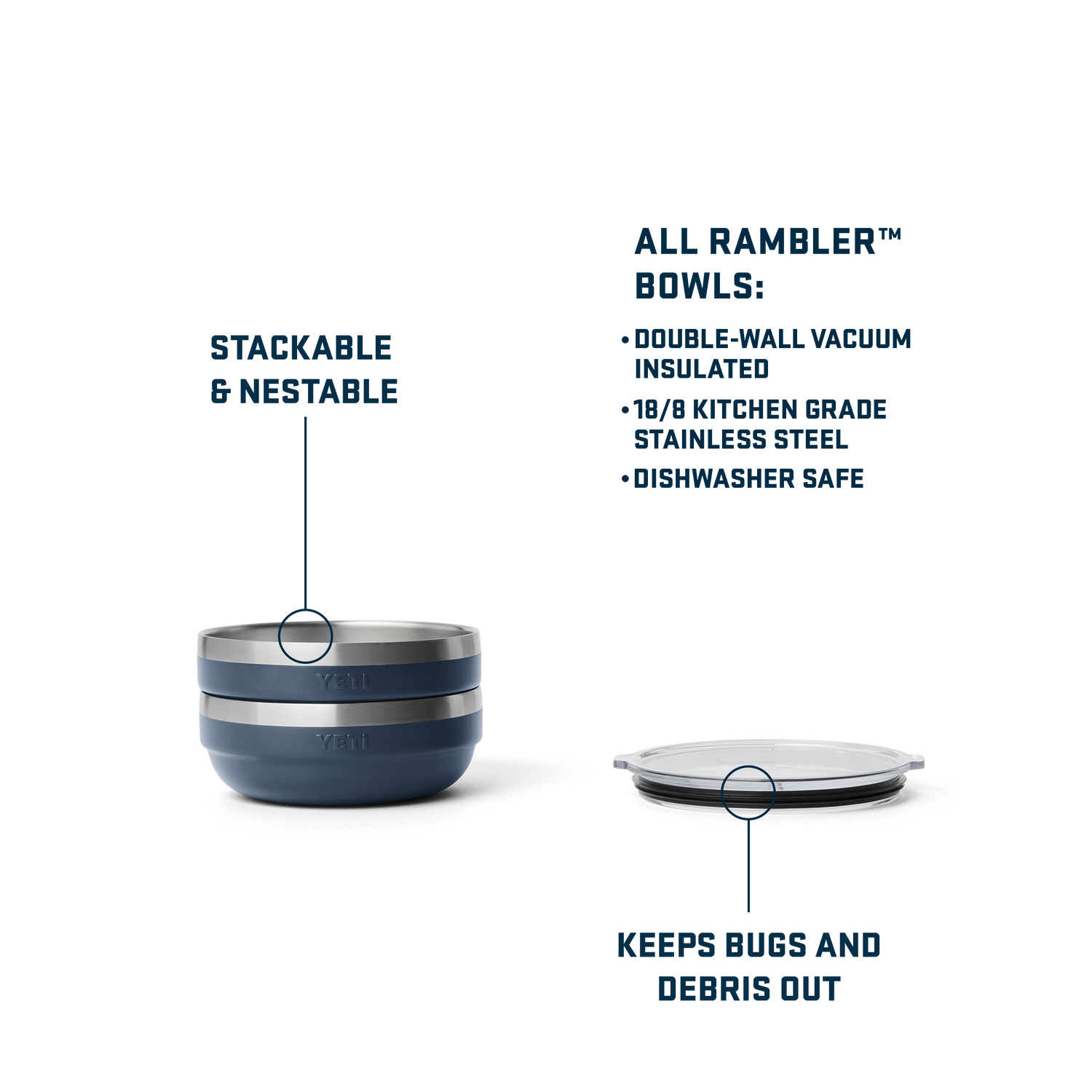 Rambler® Small Insulated Low Bowl Navy