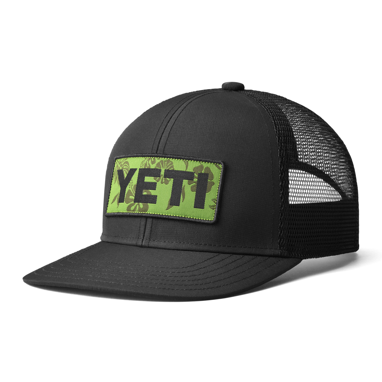 YETI Logo Badge Low Pro Trucker Hat Black Black
