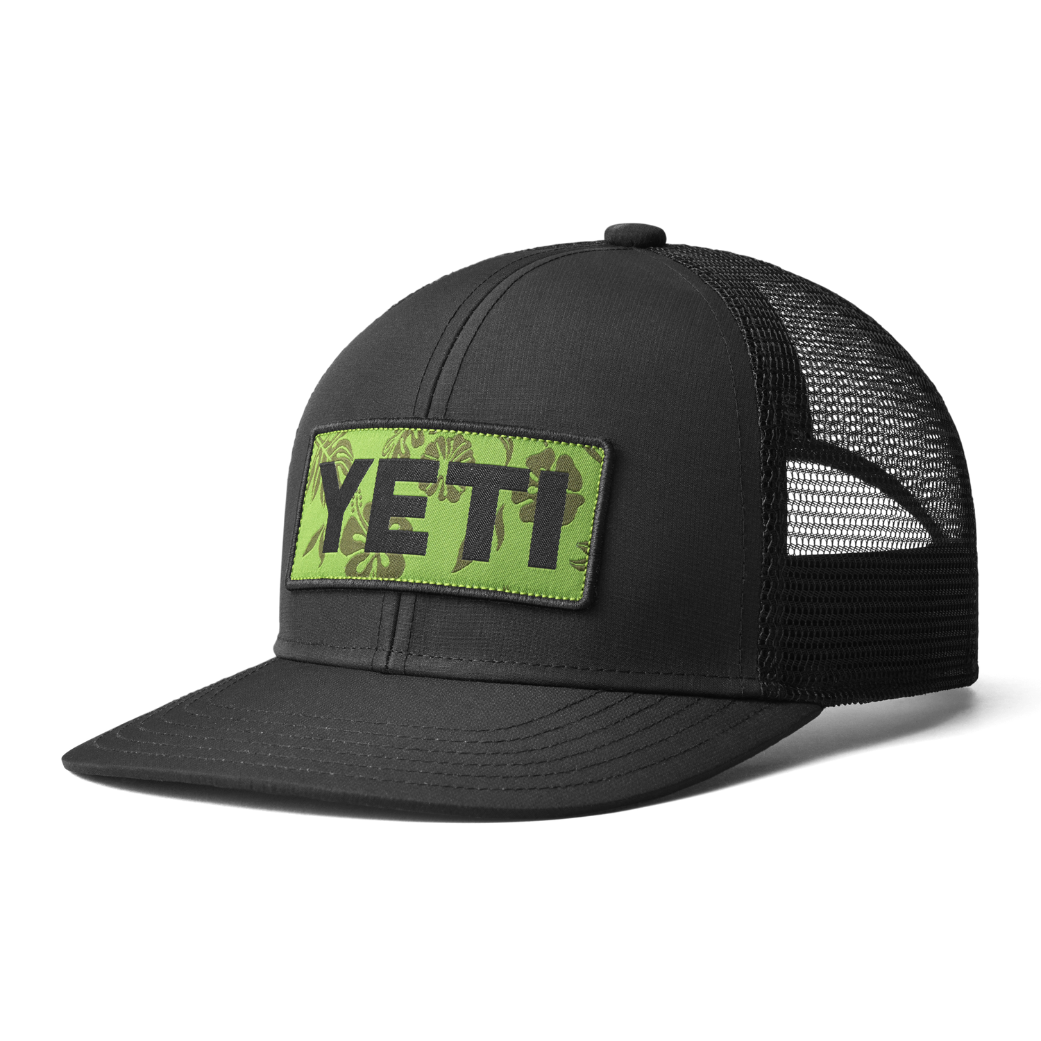 YETI Logo Badge Low Pro Trucker Hat Black Black