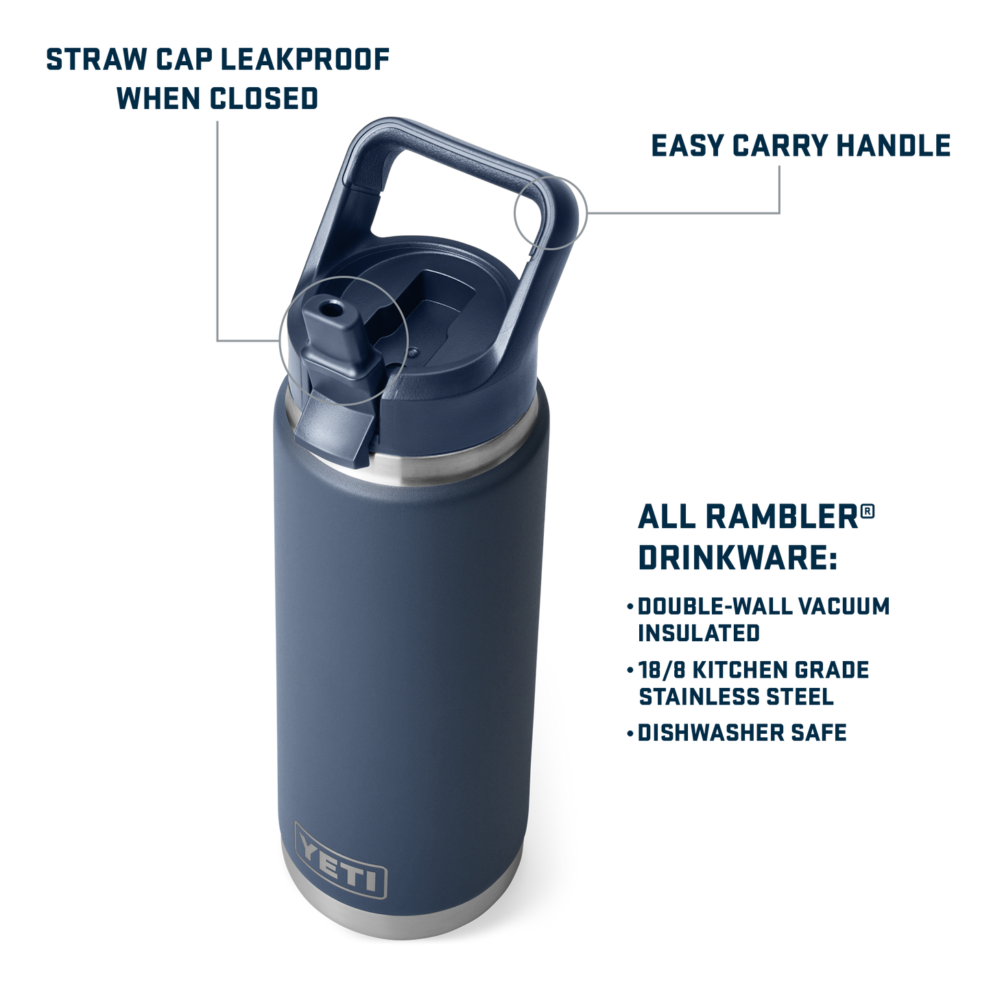 YETI Rambler® 26 oz (769 ML) Straw Bottle Black Stone