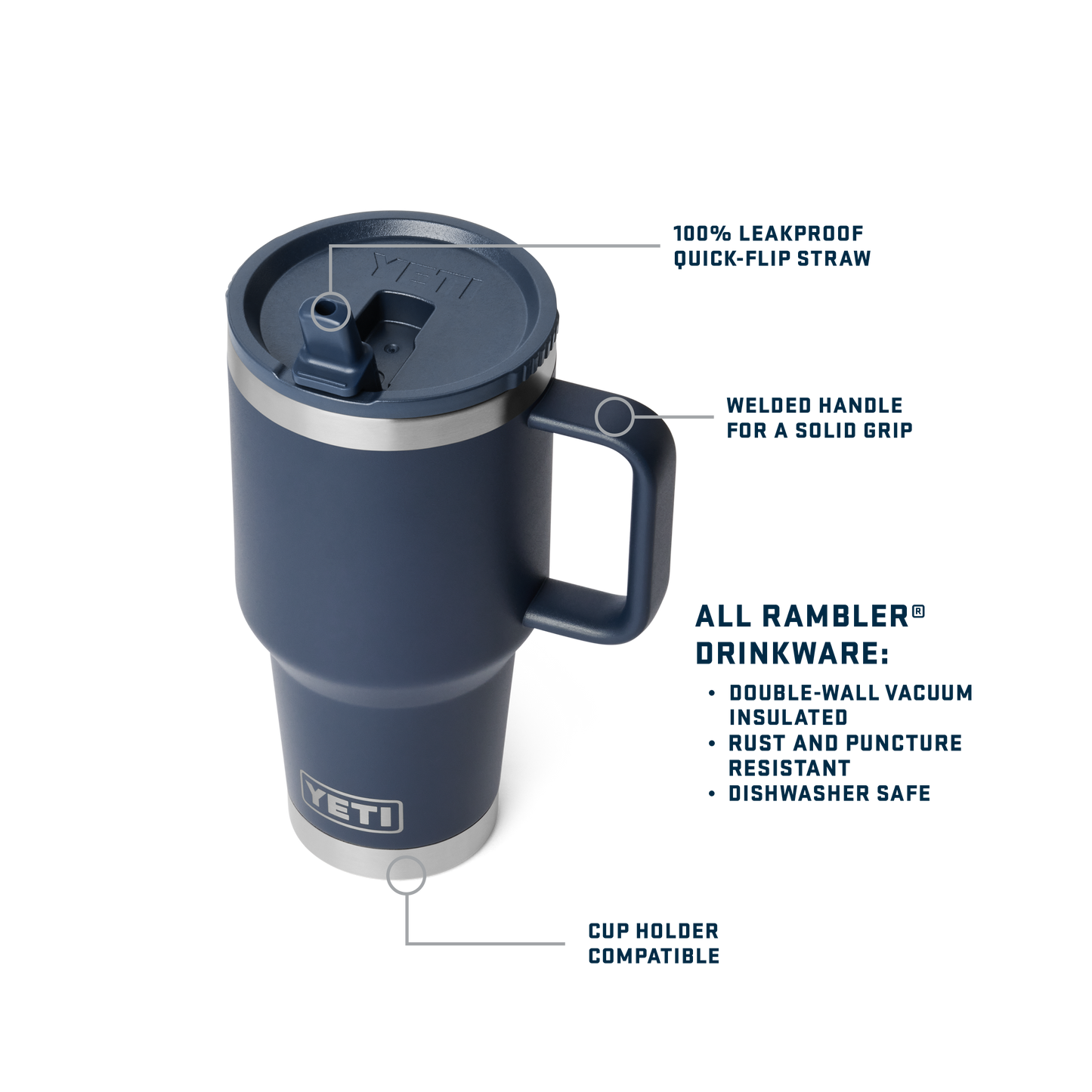 Rambler® 30 oz (887 mL) Travel Straw Mug Navy