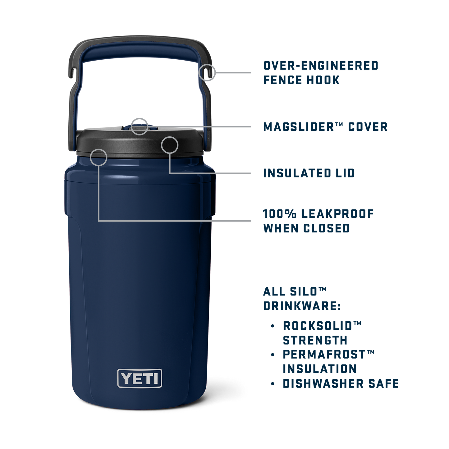 Silo™ Half Gallon (1.9 L) Jug with Straw Cap White