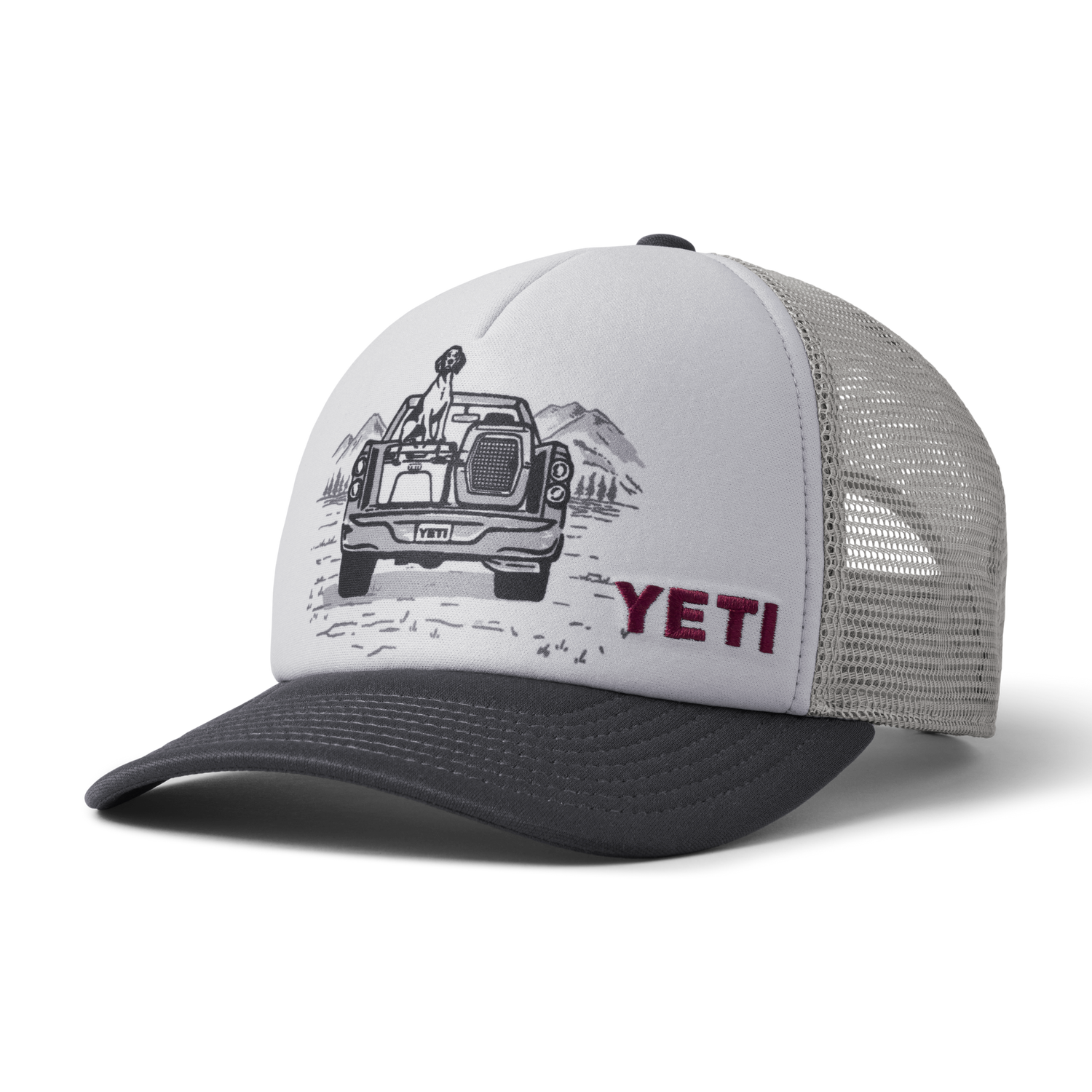 Kids Pup In A Truck Trucker Cap Grey