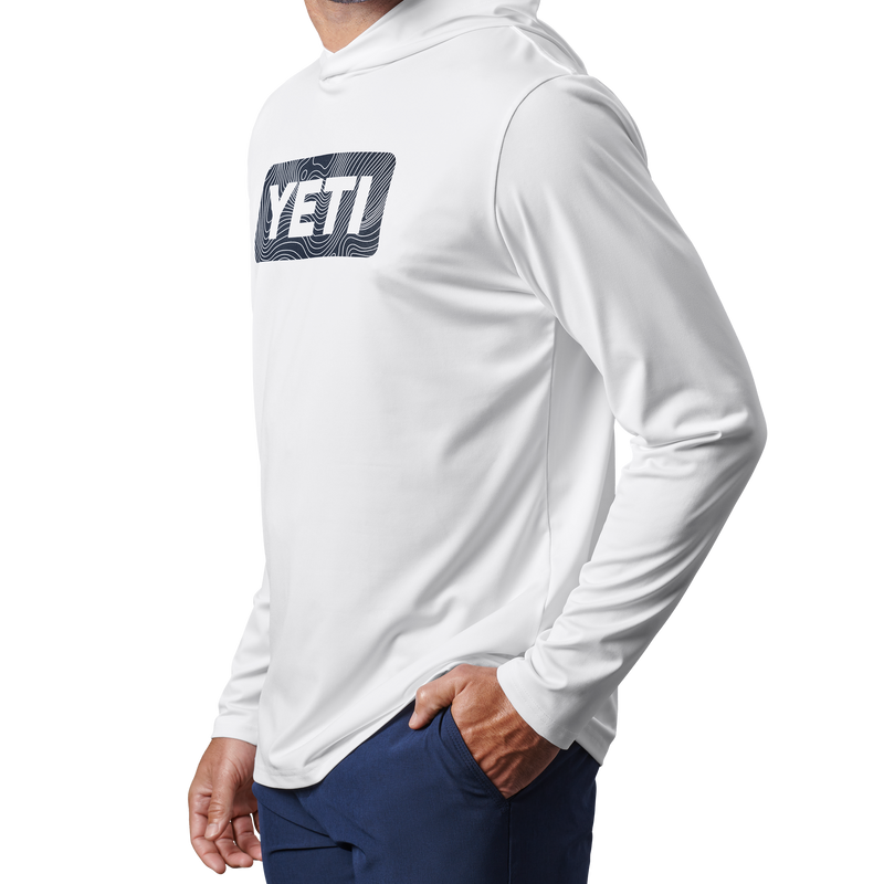 YETI Badge Hooded Long Sleeve Sunshirt White White