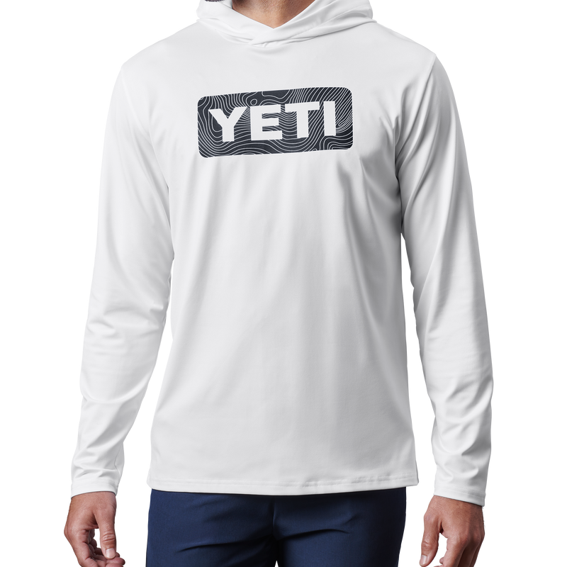 YETI Badge Hooded Long Sleeve Sunshirt White White