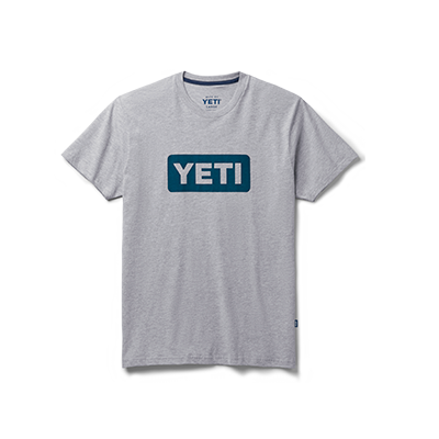 YETI Premium Logo Badge Short Sleeve T-Shirt Grey Grey/Navy