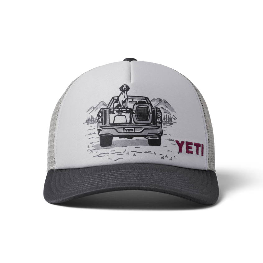 Kids Pup In A Truck Trucker Cap Grey